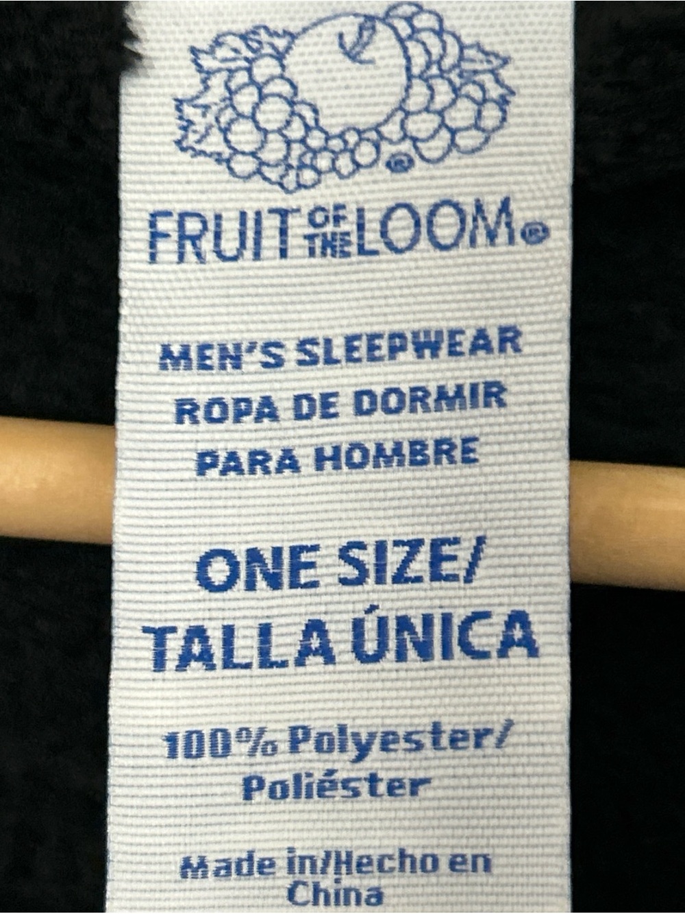 Fruit of the Loom Men's Sleep Soft Fleece Robe, One Size- Black- NWT - Picture 4 of 7